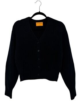 NWT Guest In Residence Boucle Collegiate Cardigan XS Black Organic Cotton $275